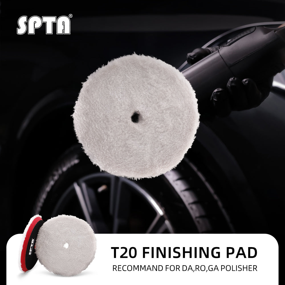 SPTA 3 inch to 6 inch Microfiber Pads, T20 Microfiber Finishing Pads to Remove Fine Scratches, Car Wash Scratches and Holograms for Dual Action Car Polisher Finishing Polishing Waxing