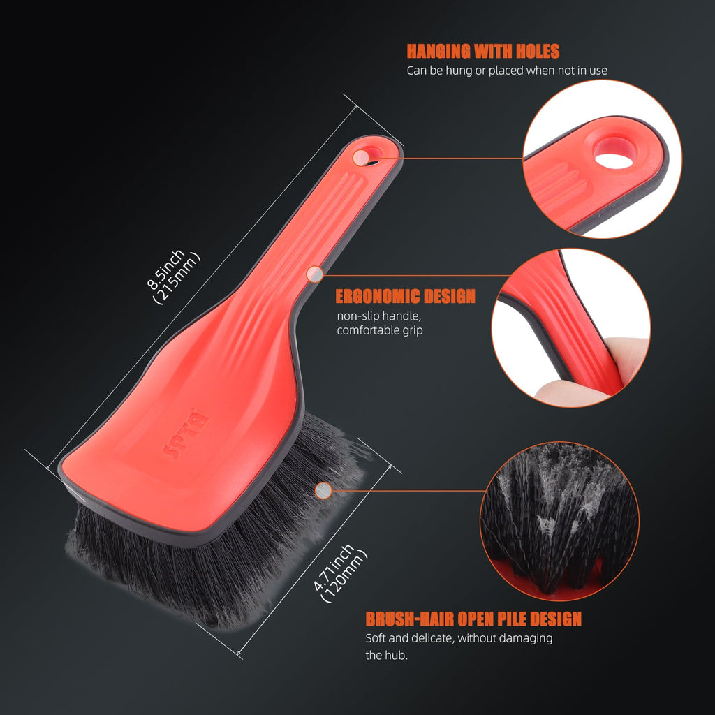SPTA DF034 Black & Orange Car Weel&Rim Face Brush  For Car Floor Mats Running Board Step Plates Cleaning