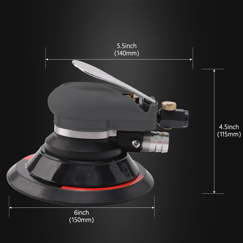 SPTA Random Orbital Sander 5" & 6" Pneumatic Palm Sander with Extra 5" Backing Plate, Sponge Polishing Pads, Sandpapers Low Vibration and Heavy Duty for Wood, Composites, Metal