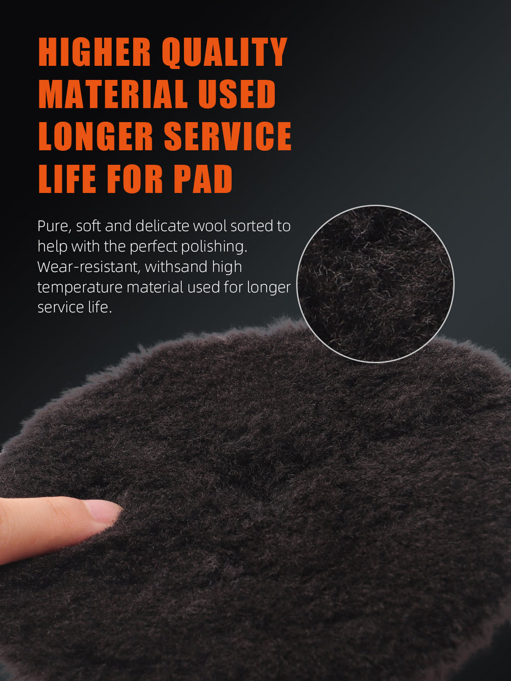 SPTA 3 inch to 6 inch Wool Polishing Pad, T140 Black Heavy Cut Wool Pad to Remove 1200#/1500# Sanding Disc Marks, Deep Scratches, Orange Peel and Heavy Oxidation for Automotive, Car, RV, Motorbike & Boat