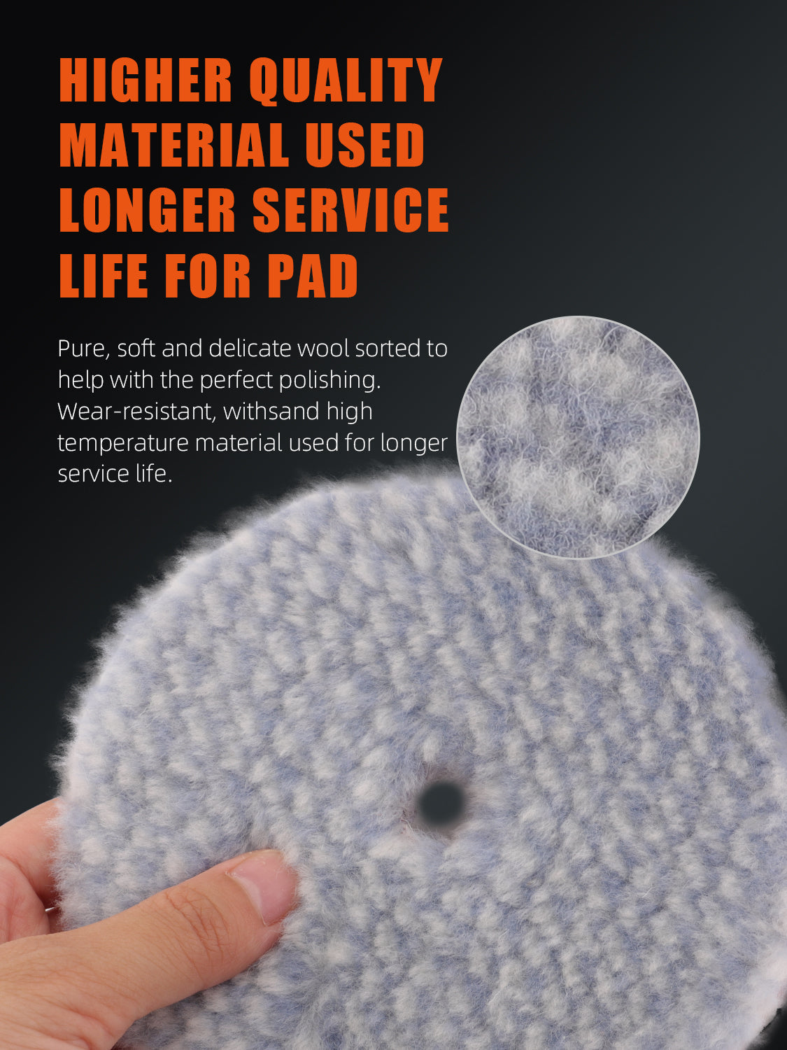 SPTA 3 inch to 6 inch Wool Polishing Pad, T130 Heavy Cut Wool Pad to Remove 1200#/1500# Sanding Disc Marks, Deep Scratches, Orange Peel and Heavy Oxidation for Automotive, Car, RV, Motorbike & Boat