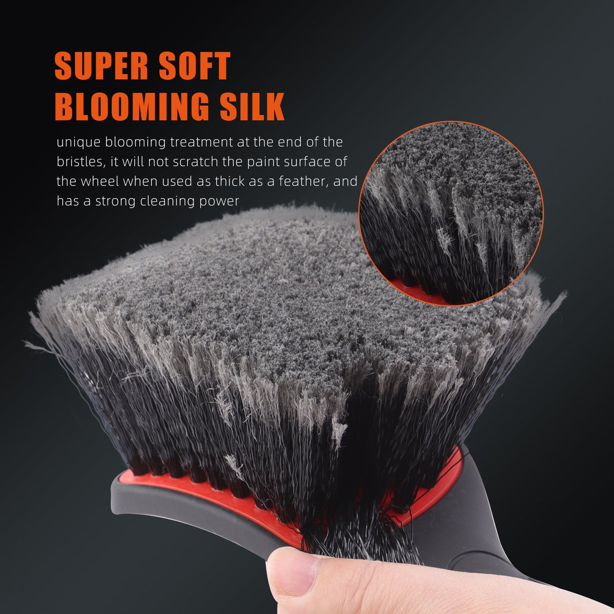 SPTA DF034 Black & Orange Car Weel&Rim Face Brush  For Car Floor Mats Running Board Step Plates Cleaning