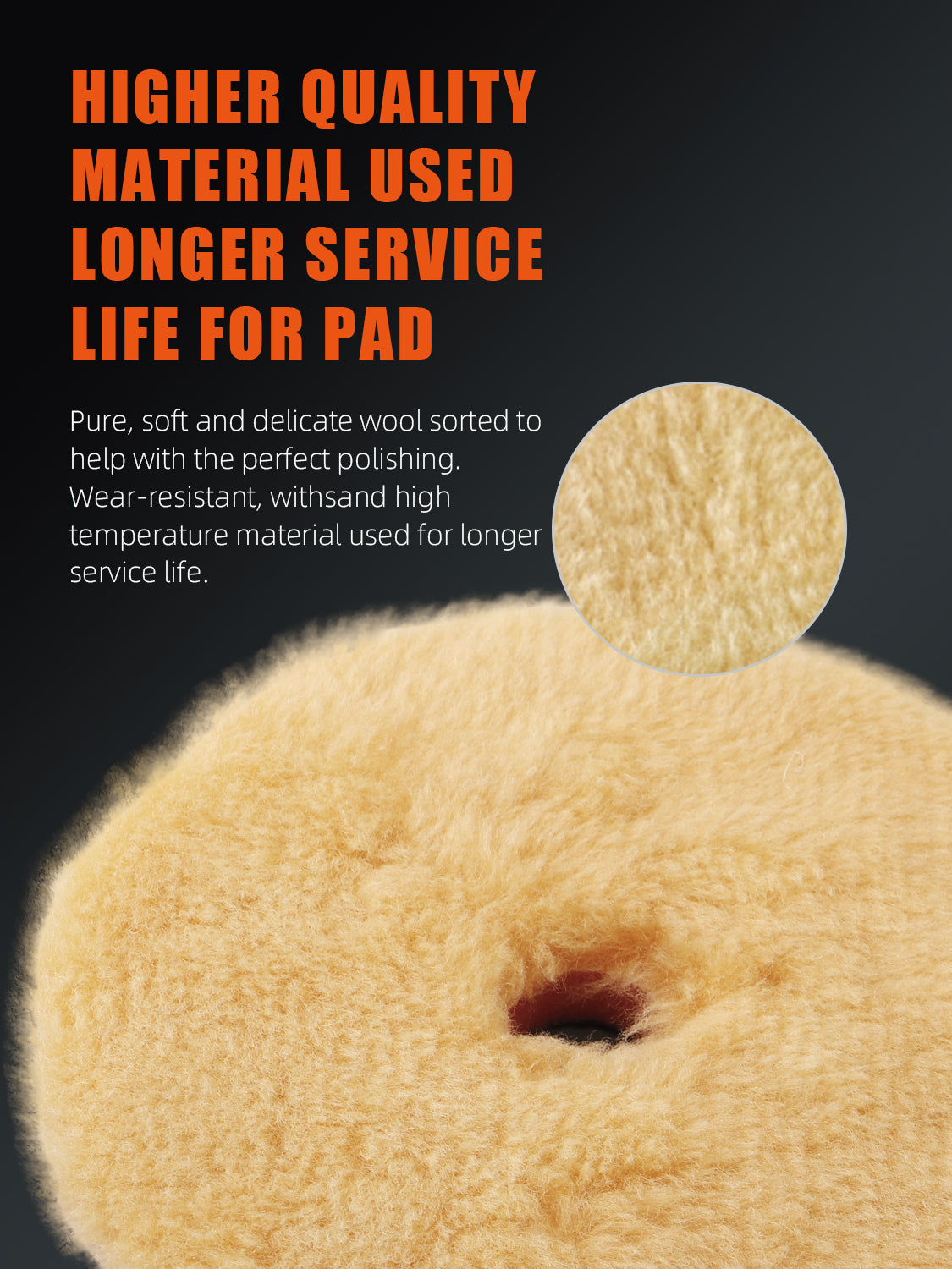 SPTA 3 inch to 6 inch Wool Polishing Pad, T140 Yellow Heavy Cut Wool Pad to Remove 1200#/1500# Sanding Disc Marks, Deep Scratches, Orange Peel and Heavy Oxidation for Automotive, Car, RV, Motorbike & Boat