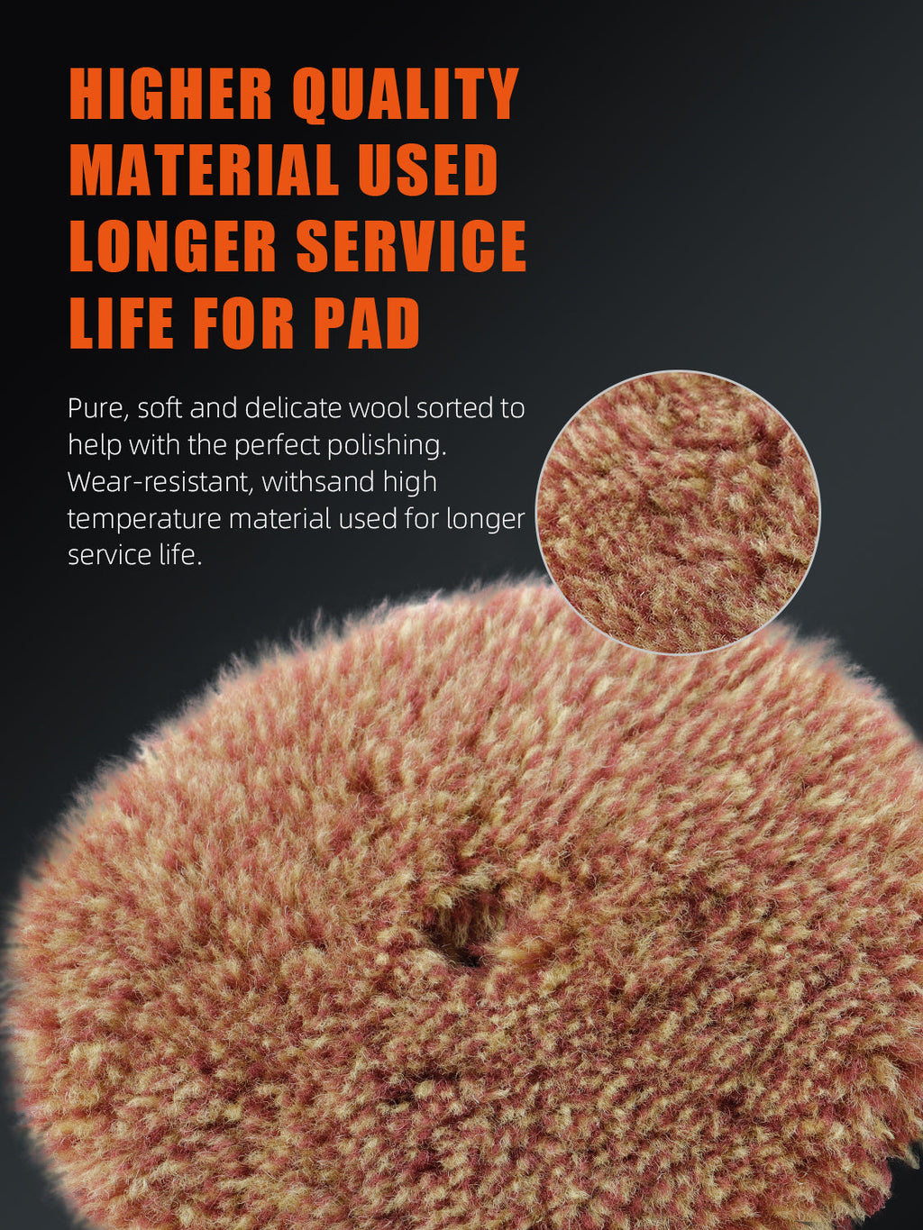SPTA 3 inch to 6 inch Wool Polishing Pad, T140 Brown Heavy Cut Wool Pad to Remove 1200#/1500# Sanding Disc Marks, Deep Scratches, Orange Peel and Heavy Oxidation for Automotive, Car, RV, Motorbike & Boat
