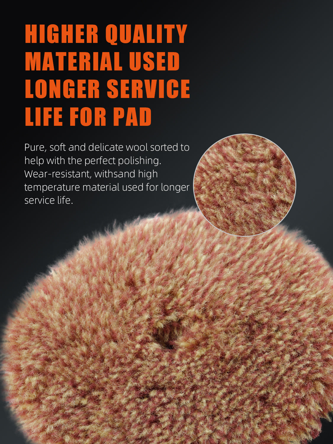 SPTA 3 inch to 6 inch Wool Polishing Pad, T140 Brown Heavy Cut Wool Pad to Remove 1200#/1500# Sanding Disc Marks, Deep Scratches, Orange Peel and Heavy Oxidation for Automotive, Car, RV, Motorbike & Boat