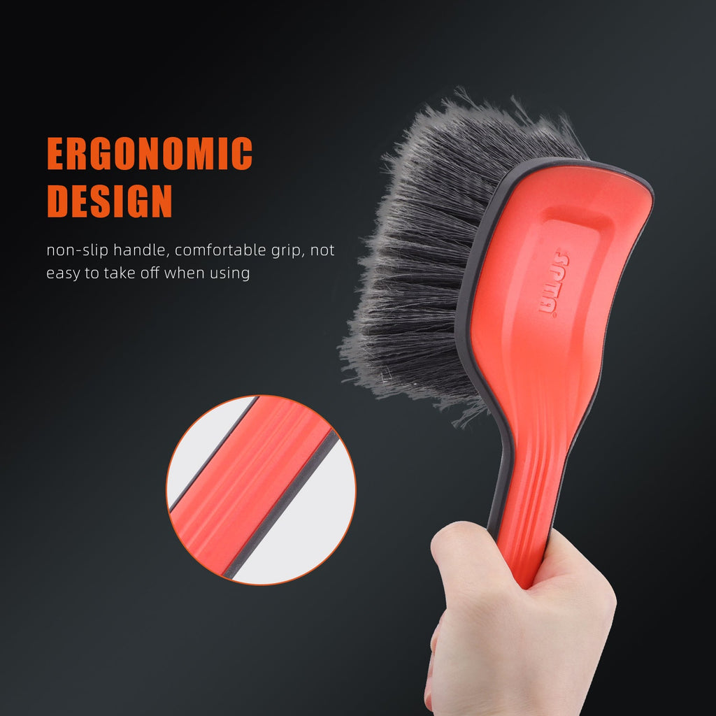 SPTA DF034 Black & Orange Car Weel&Rim Face Brush  For Car Floor Mats Running Board Step Plates Cleaning