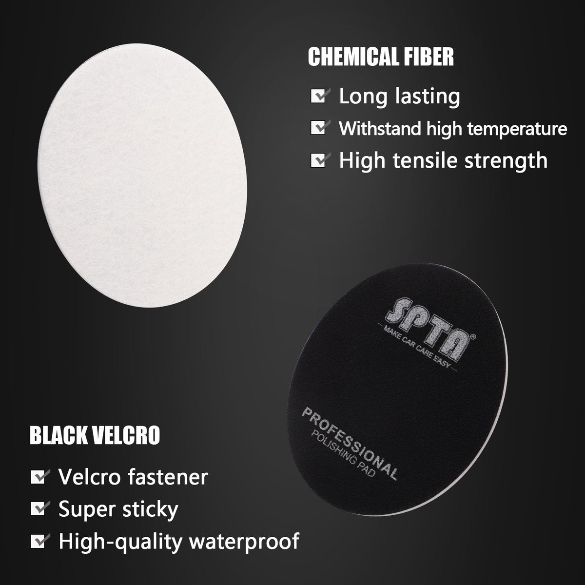 SPTA 3''(80mm)/5''(125mm)/6''(150mm) Car Glass Polishing Discs Microfiber Polishing Buffing Pad, Glass Scratch Removal Kit for Correcting Damaged Windows, Removing Stubborn Waterspots