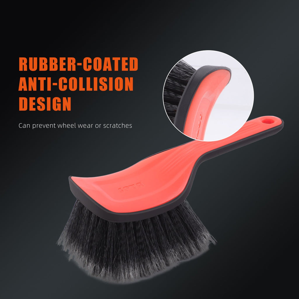 SPTA DF034 Black & Orange Car Weel&Rim Face Brush  For Car Floor Mats Running Board Step Plates Cleaning