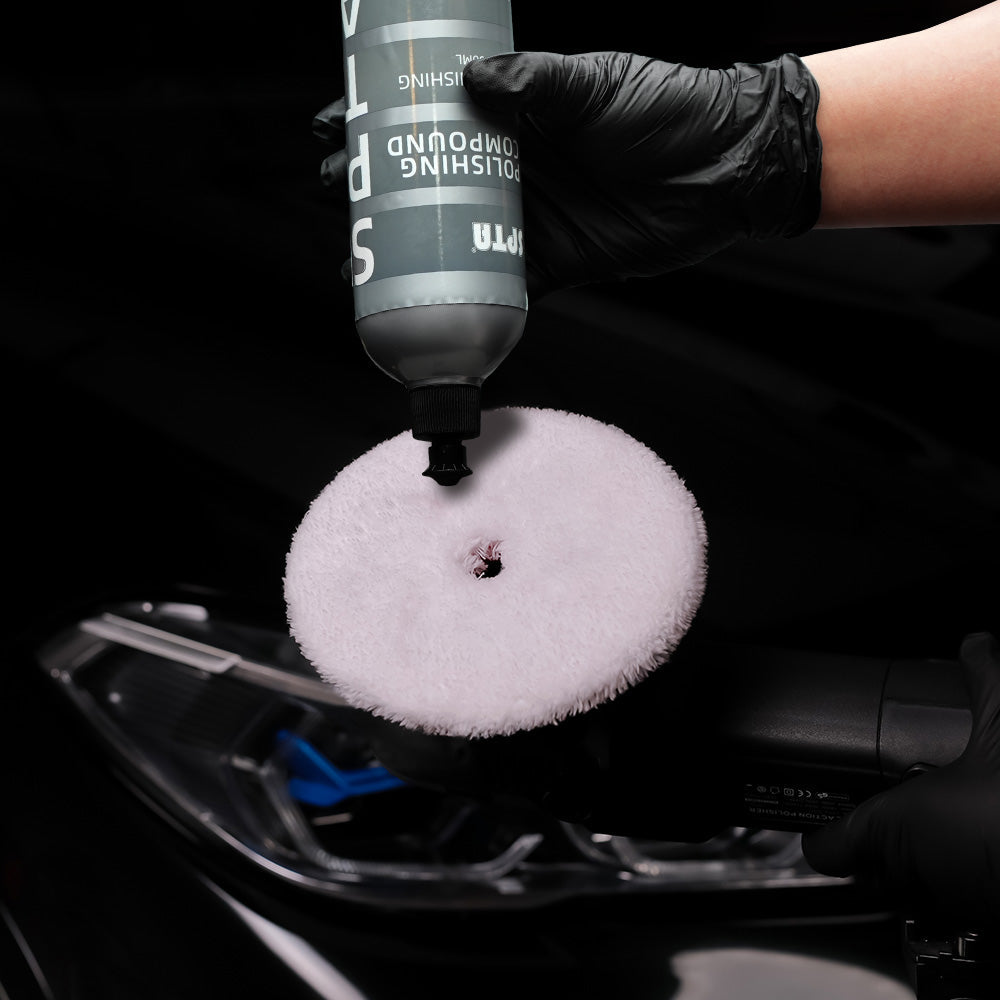 SPTA 3 inch to 6 inch Microfiber Pads, T20 Microfiber Finishing Pads to Remove Fine Scratches, Car Wash Scratches and Holograms for Dual Action Car Polisher Finishing Polishing Waxing