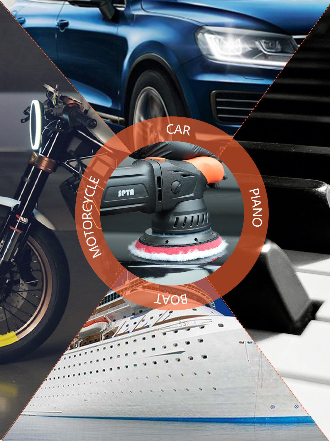 SPTA 3 inch to 6 inch Wool Polishing Pad, T130 Heavy Cut Wool Pad to Remove 1200#/1500# Sanding Disc Marks, Deep Scratches, Orange Peel and Heavy Oxidation for Automotive, Car, RV, Motorbike & Boat