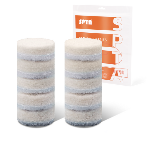 SPTA 12.5mm/25mm Wool Felt Polishing Pad Set - Felt Buffing Pad Wool Polishing Bits , Wool Polishing Pad Buffing Wheels Flocking Hook & Loop Back for Random Orbital Sander