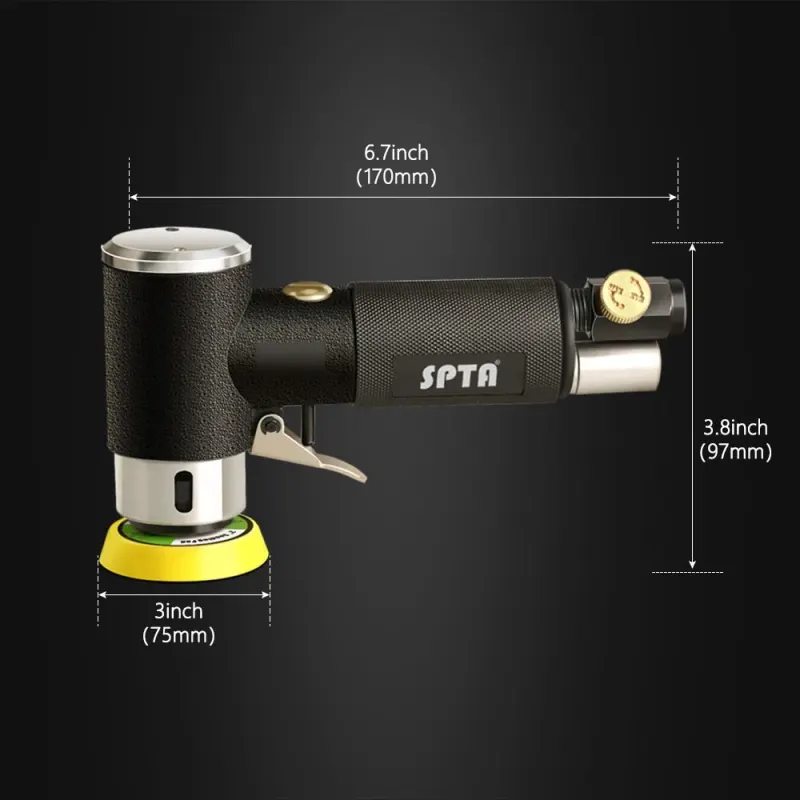 SPTA 1/2/3 Inch Random Orbital Air Sander, Mini Pneumatic Sander for Auto Body Work, High Speed Air Powered Polisher with Sandpapers