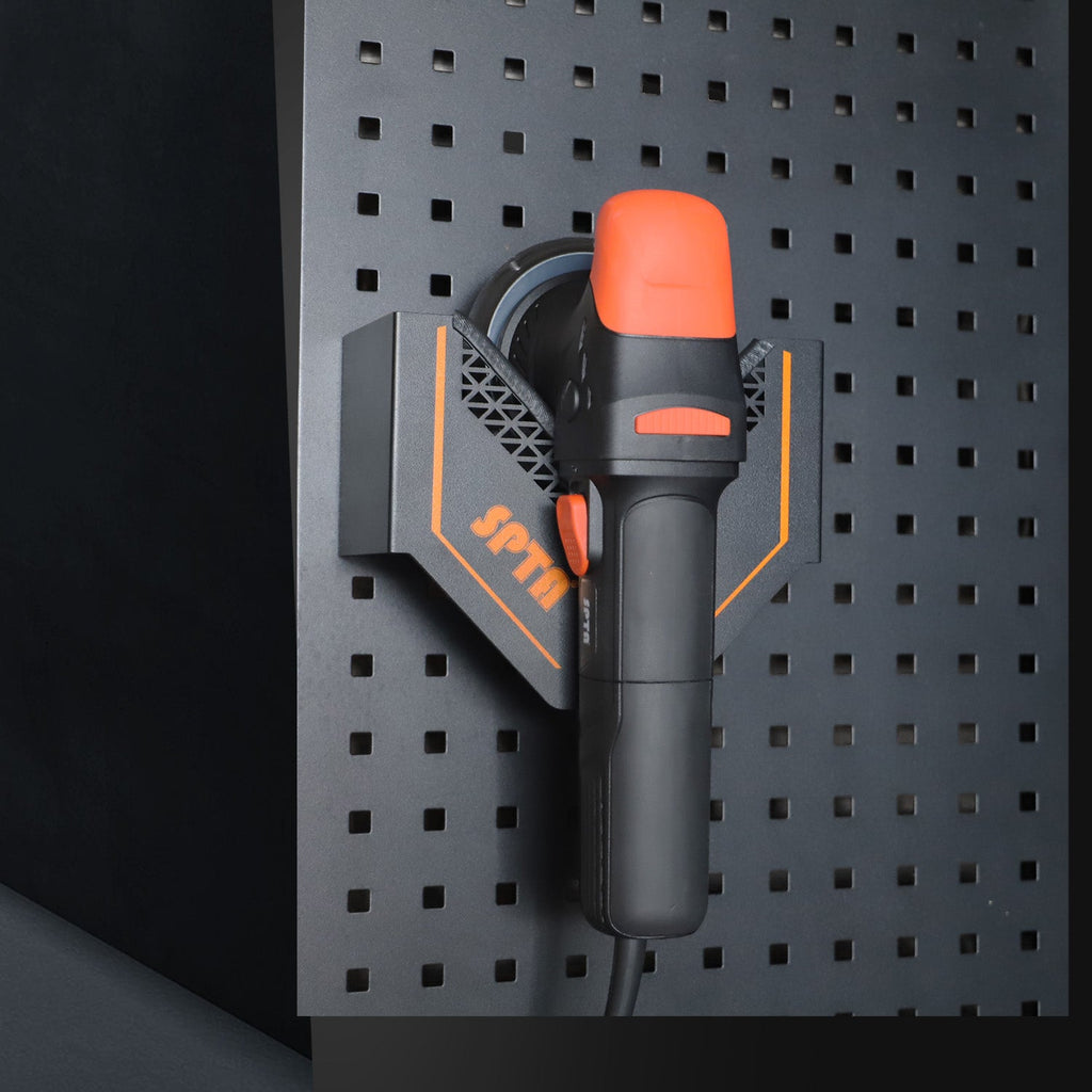 SPTA Polisher Holder V Shape,V-Shape Machine Polisher Wall Holder,Organizer, Angle Grinder Holder Tool Wall mount Bracket For Dual Action & Rotary Polishers for Mobile Detailing, Detailing Storage