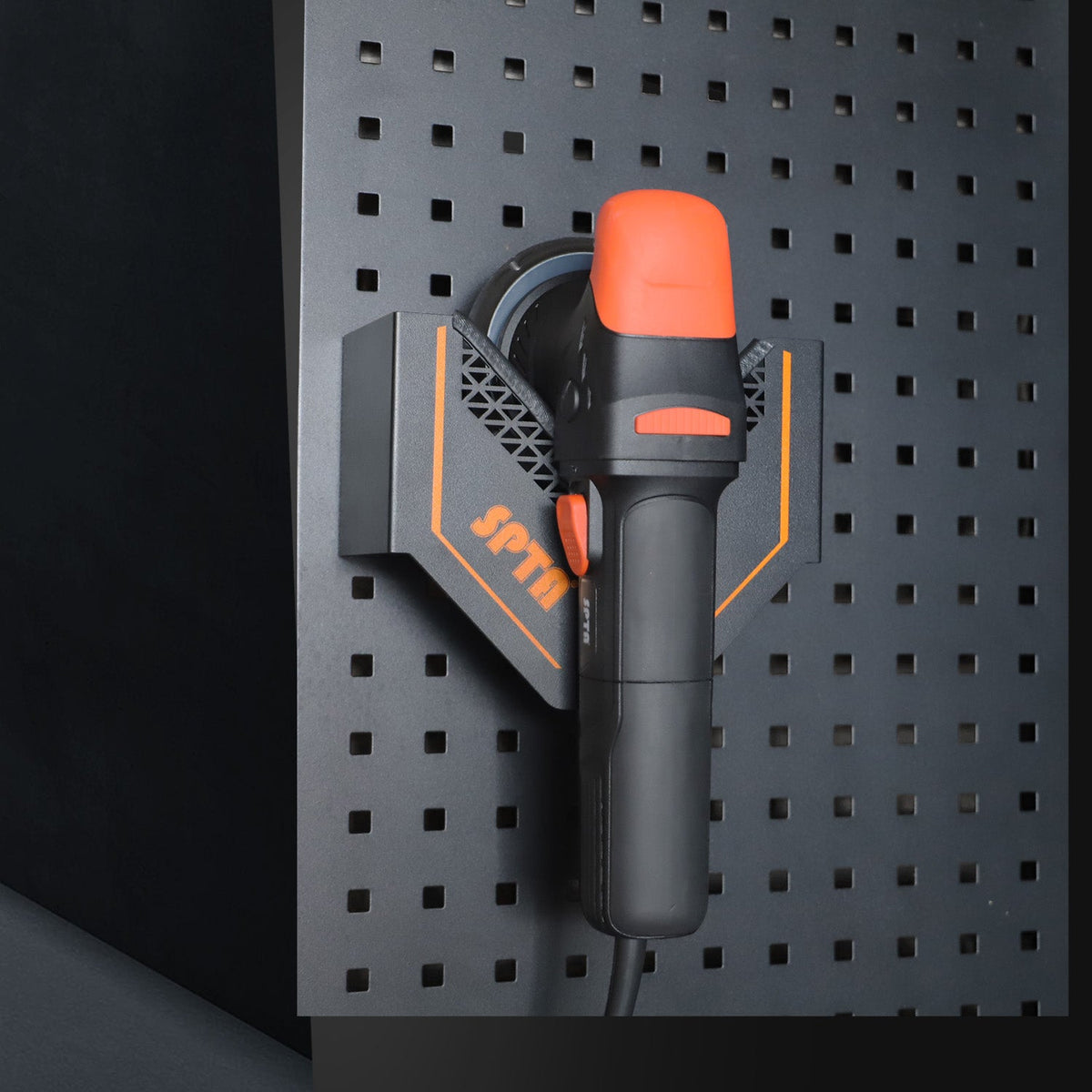 SPTA Polisher Holder V Shape,V-Shape Machine Polisher Wall Holder,Organizer, Angle Grinder Holder Tool Wall mount Bracket For Dual Action & Rotary Polishers for Mobile Detailing, Detailing Storage