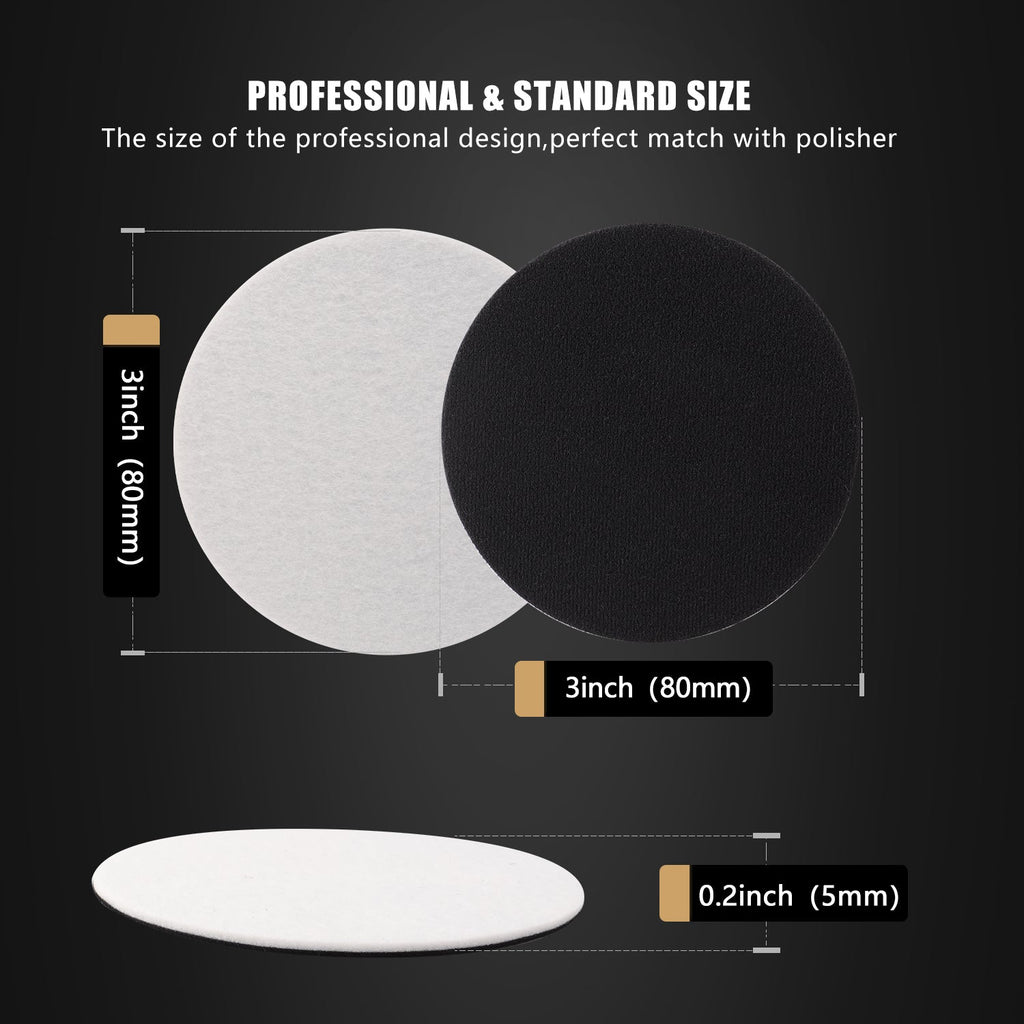 SPTA 3''(80mm)/5''(125mm)/6''(150mm) Car Glass Polishing Discs Microfiber Polishing Buffing Pad, Glass Scratch Removal Kit for Correcting Damaged Windows, Removing Stubborn Waterspots