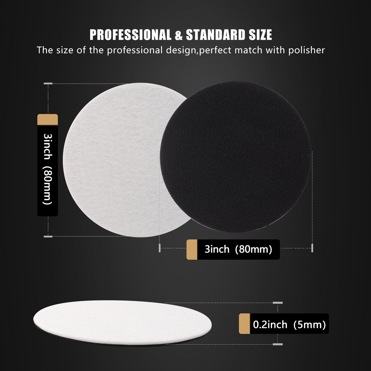 SPTA 3''(80mm)/5''(125mm)/6''(150mm) Car Glass Polishing Discs Microfiber Polishing Buffing Pad, Glass Scratch Removal Kit for Correcting Damaged Windows, Removing Stubborn Waterspots