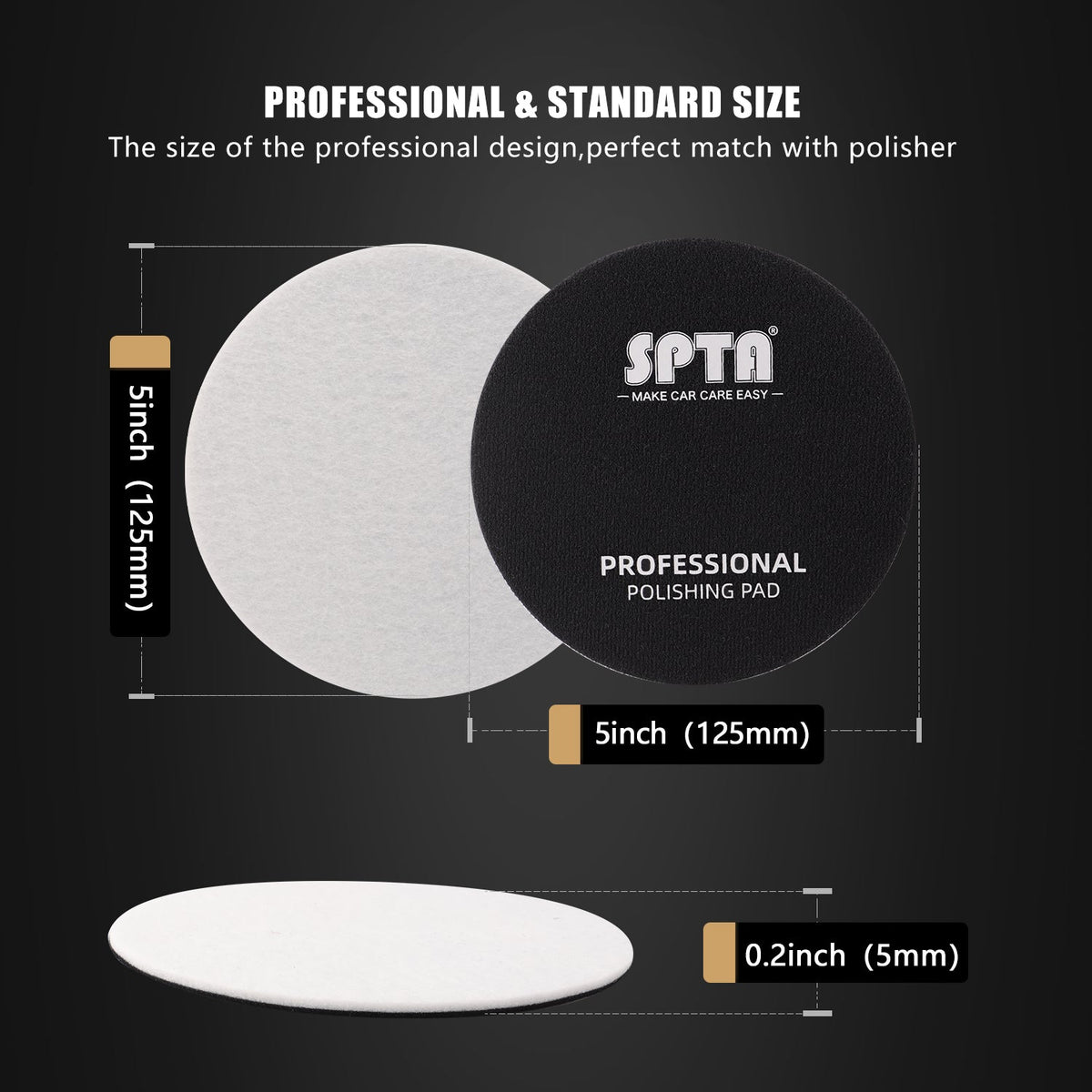 SPTA 3''(80mm)/5''(125mm)/6''(150mm) Car Glass Polishing Discs Microfiber Polishing Buffing Pad, Glass Scratch Removal Kit for Correcting Damaged Windows, Removing Stubborn Waterspots