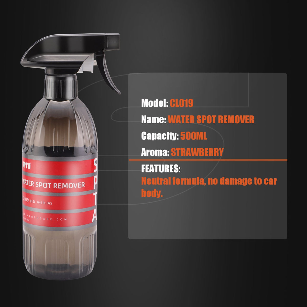 SPTA CL019 Water Spot Remover With Strawberry Smell Neutral Formula for Car Washing Auto Cleaning