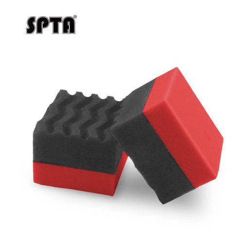 SPTA  Black&Red Tire Gel Applicator Dressing Pad ,Car Detailing Foam Sponge Tire Cleaner Sponge Tire Dressing Applicator Contoured Tire Shine and Dressing Sponge for Your Car's Wheels