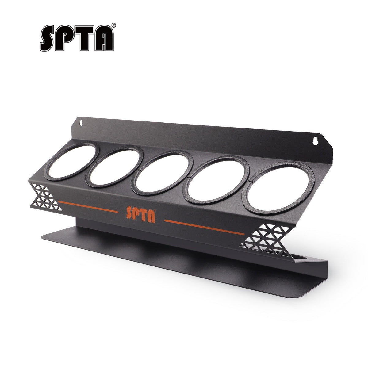 SPTA Spray Bottle Racks ,Spray Can Holder Rack Organizer, 5 Can Spray Bottle Holder Heavy-Duty Steel Wall Mounted for Garage and Workspace