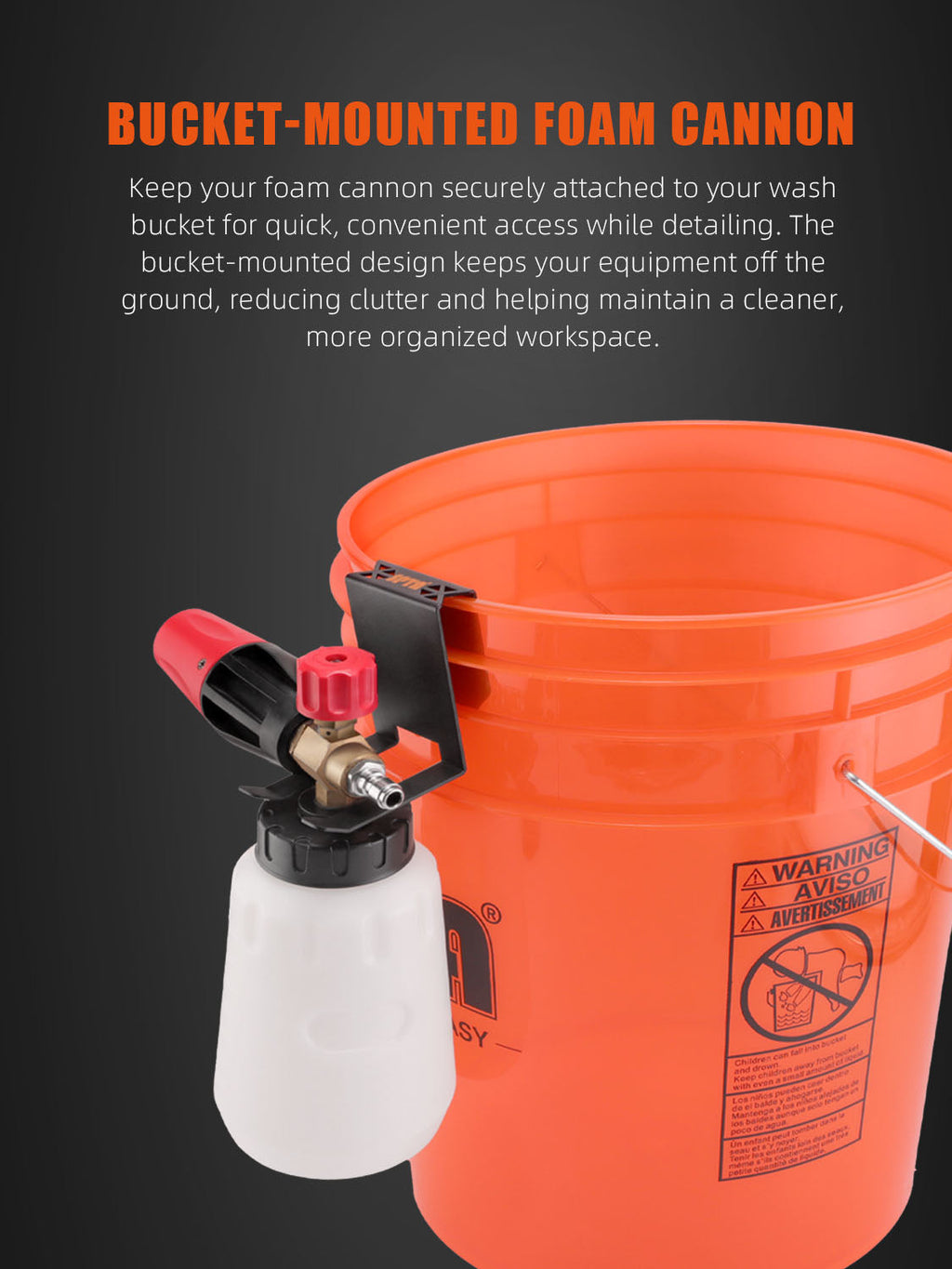 SPTA Universal Foam Cannon Bucket Mount - Ideal for Hanging Foam Cannons - Car Detailing Accessories & Supplies