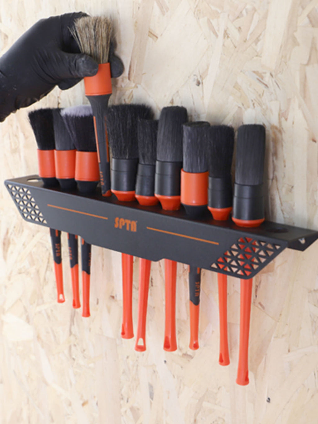 SPTA Car Detailing Brush Holder Detail Brush Rack Detailing Brushes Organizer, Ideal for Garage Workshop, Putting 12 car Detailing Brushes