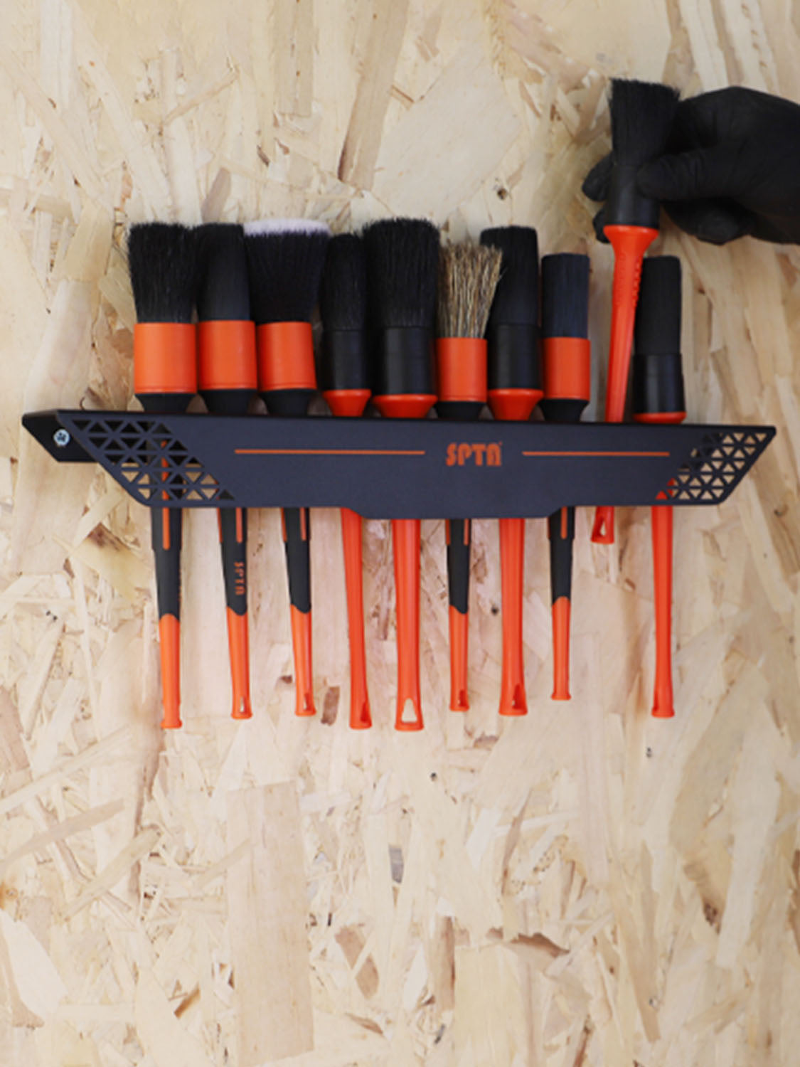 SPTA Car Detailing Brush Holder Detail Brush Rack Detailing Brushes Organizer, Ideal for Garage Workshop, Putting 12 car Detailing Brushes