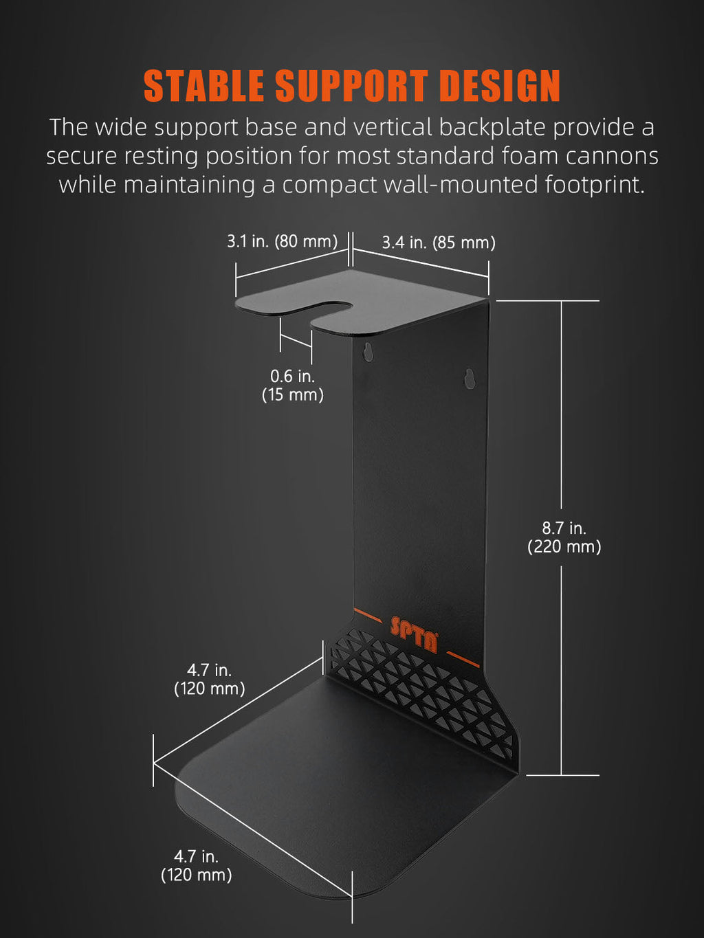 SPTA Universal Foam Cannon Holder ,Snow Master Foam Canon Holder ,Premium Car Detailing Accessories and Supplies,Foam Cannon Holder-for Foam Cannon,Pressure Washer Nozzle Tip and Pressure Wand Extension Storage Rack