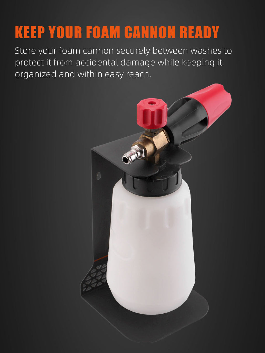 SPTA Universal Foam Cannon Holder ,Snow Master Foam Canon Holder ,Premium Car Detailing Accessories and Supplies,Foam Cannon Holder-for Foam Cannon,Pressure Washer Nozzle Tip and Pressure Wand Extension Storage Rack