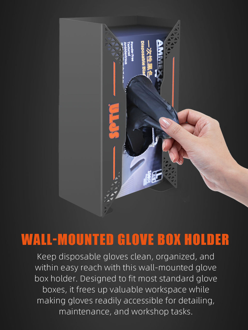 SPTA Glove Box Holder, Tissue Dispenser, Holds Boxes of Gloves, Towels, Wipes and Tissues,Suitable for Wall mounting, toolboxes, garages, workshops, Offices and Kitchens,Glove Dispenser, Wall Mount Magnet, Black Dispenser Box