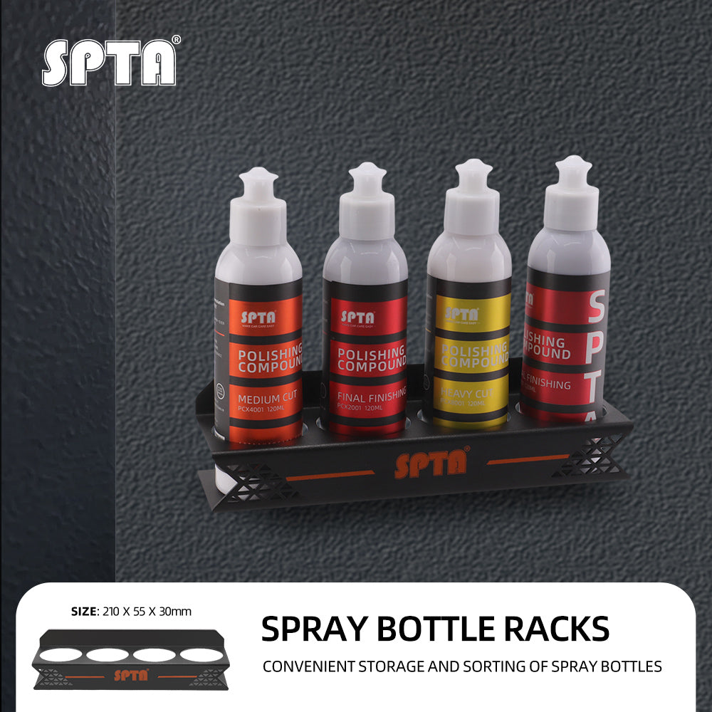 SPTA Ceramic Coating Holder - Holds 4 Bottles , Sturdy & Lightweight Organizer, Easy Wall Mounting, Premium Auto Detailing Accessories for Garage & Mobile Use