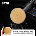 SPTA 3 inch to 6 inch Wool Polishing Pad, T140 Yellow Heavy Cut Wool Pad to Remove 1200#/1500# Sanding Disc Marks, Deep Scratches, Orange Peel and Heavy Oxidation for Automotive, Car, RV, Motorbike & Boat