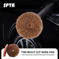 SPTA 3 inch to 6 inch Wool Polishing Pad, T140 Brown Heavy Cut Wool Pad to Remove 1200#/1500# Sanding Disc Marks, Deep Scratches, Orange Peel and Heavy Oxidation for Automotive, Car, RV, Motorbike & Boat