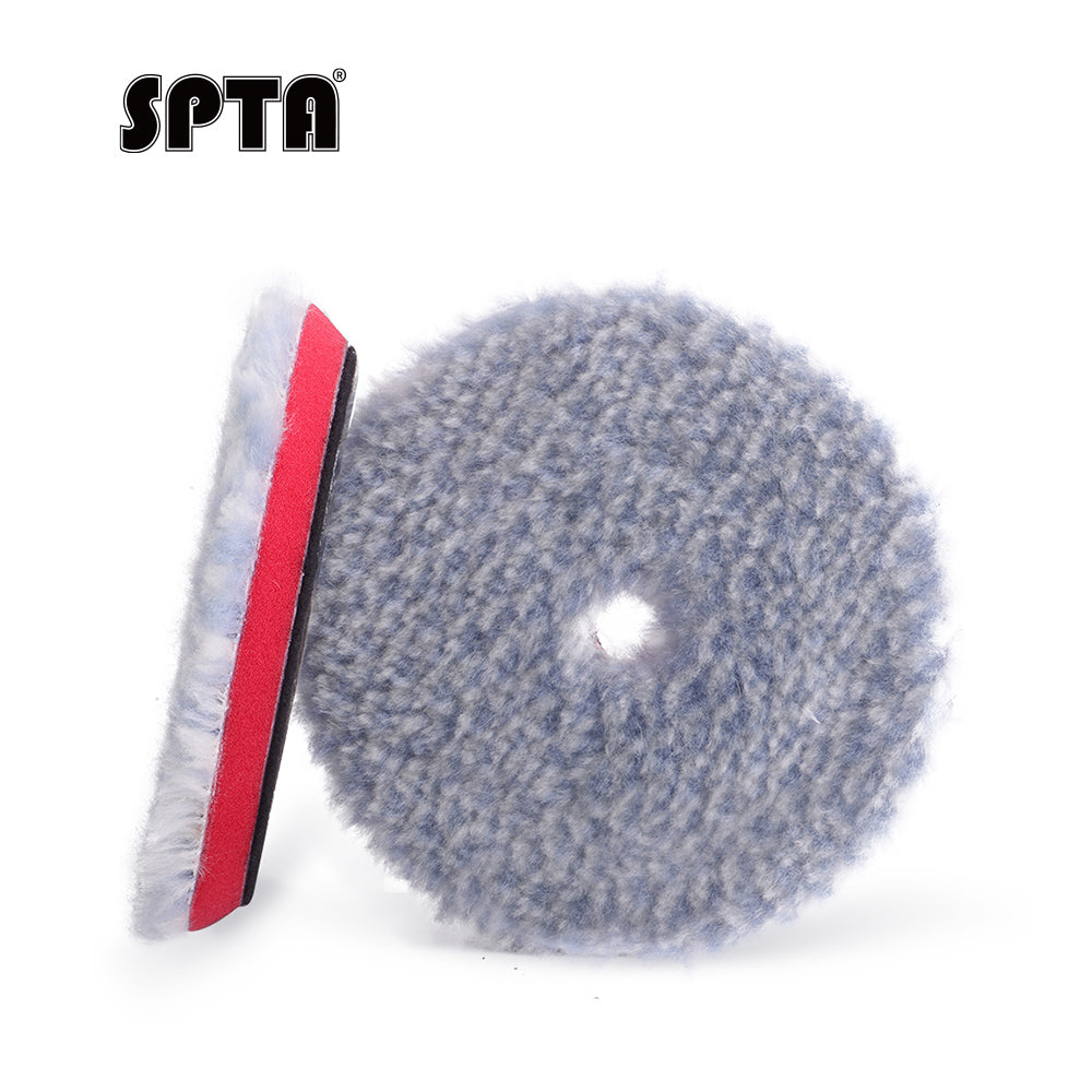 SPTA 3 inch to 6 inch Wool Polishing Pad, T130 Heavy Cut Wool Pad to Remove 1200#/1500# Sanding Disc Marks, Deep Scratches, Orange Peel and Heavy Oxidation for Automotive, Car, RV, Motorbike & Boat