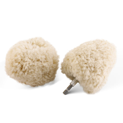 SPTA  4" Genuine Wool Buffing Ball , Wool Buffing Ball with 6mm Hex Shank , Turn Power Drill or Impact Driver into High-Speed Polisher
