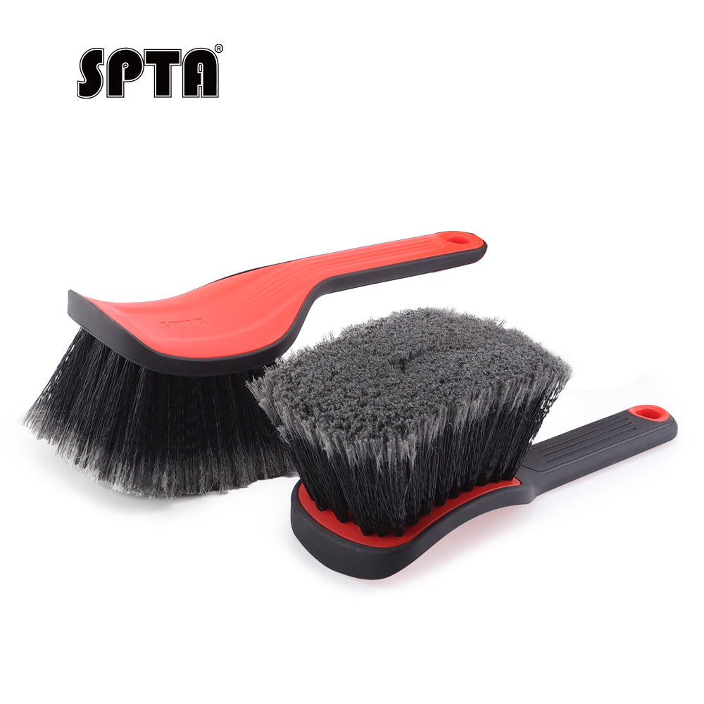 SPTA DF034 Black & Orange Car Weel&Rim Face Brush  For Car Floor Mats Running Board Step Plates Cleaning