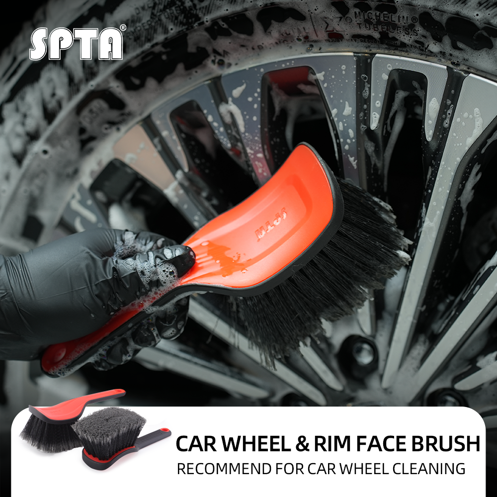 SPTA DF034 Black & Orange Car Weel&Rim Face Brush  For Car Floor Mats Running Board Step Plates Cleaning